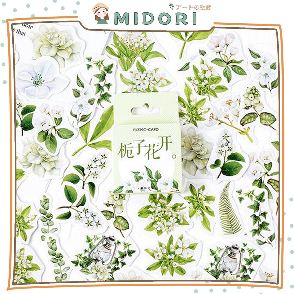 

[MIDORI] 46 Pcs GREEN FLOWER Deco Sticker Planner DIY Scrapbook Kotak - B0048