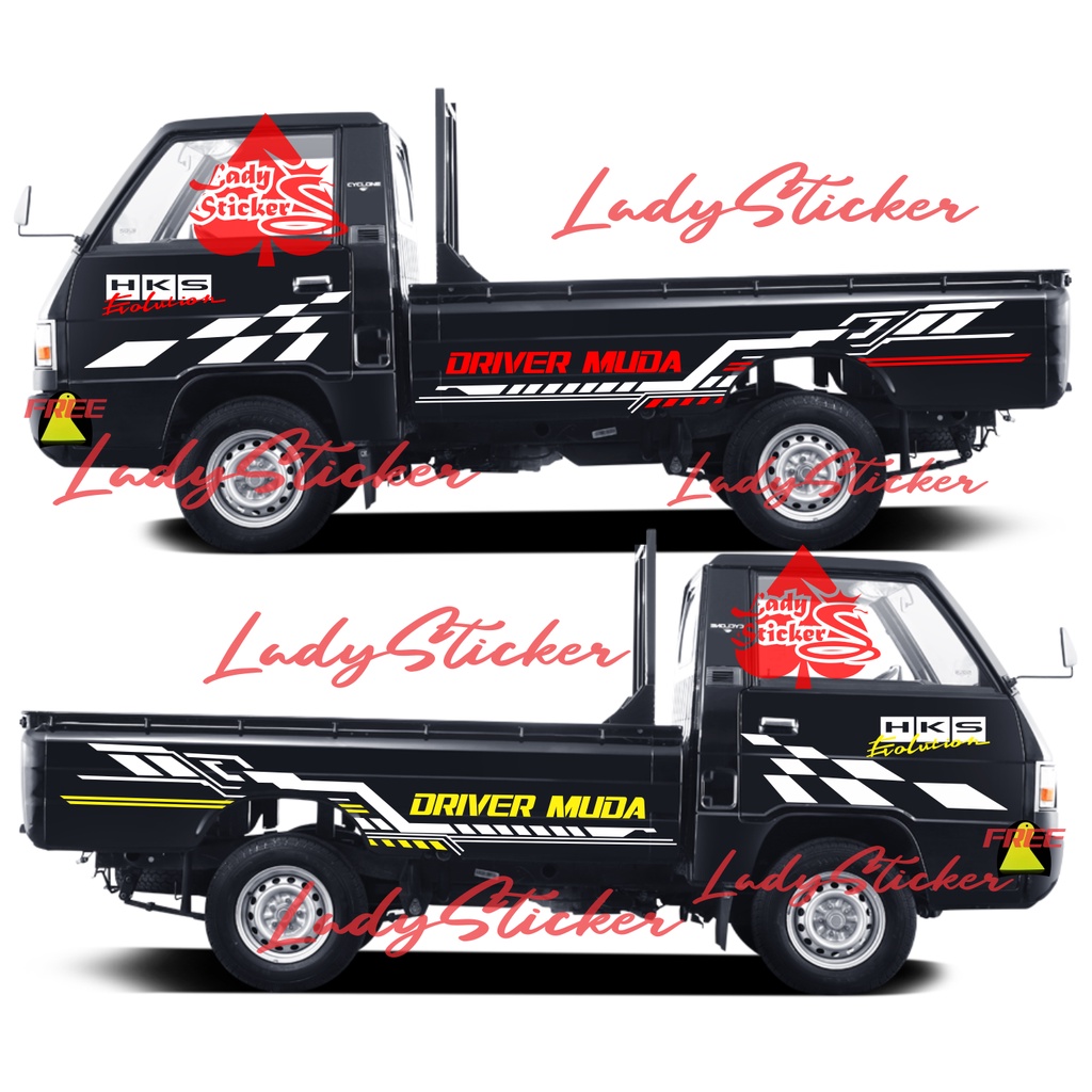 STICKER STIKER MOBIL PICKUP L300 STRIPING STIKER MOBIL PICK UP MITSUBISHI L300 TERLARIS CUSTOM TEXT