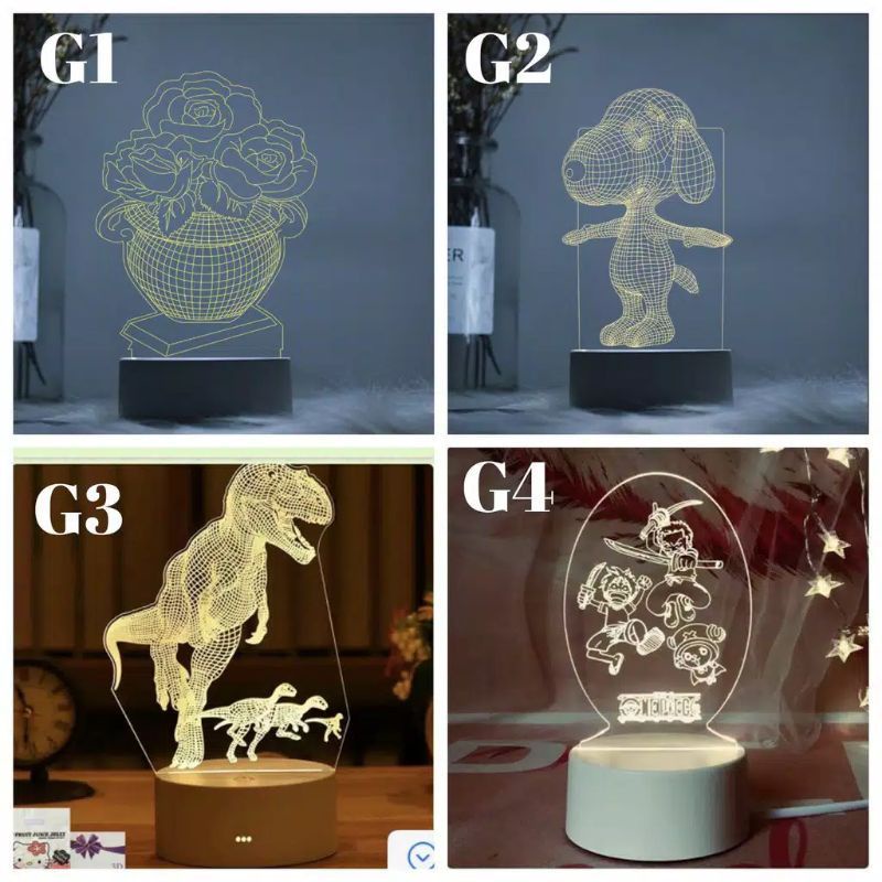 Lampu Hias Kamar Tidur LED 3 Dimensi Kado Ultah HBD Mekah One Piece Spiderman Captain Amerika Part 7