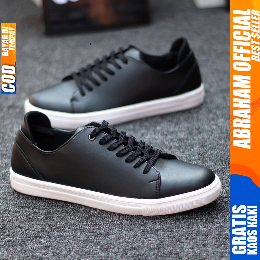 Abraham Troy - Sepatu Casual Sneakers Pria Kerja Santai Hitam