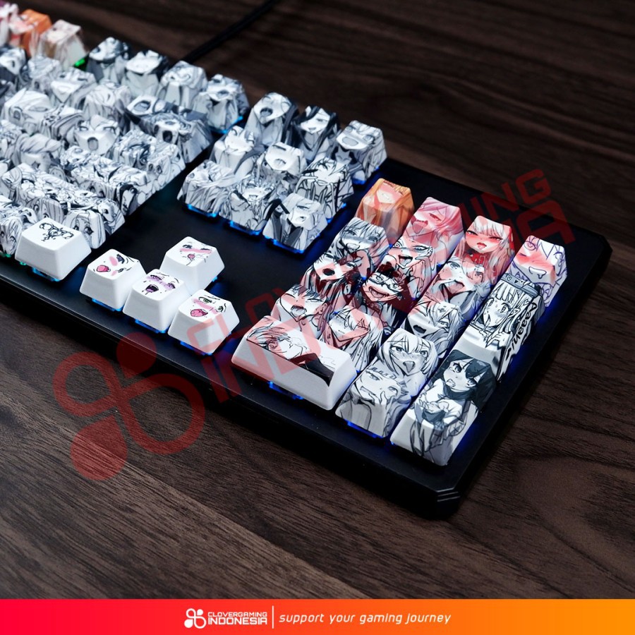 Keycaps Ahegao Hentai PBT SATUAN - Anime Waifu Manga Mechanical Keyboard Custom