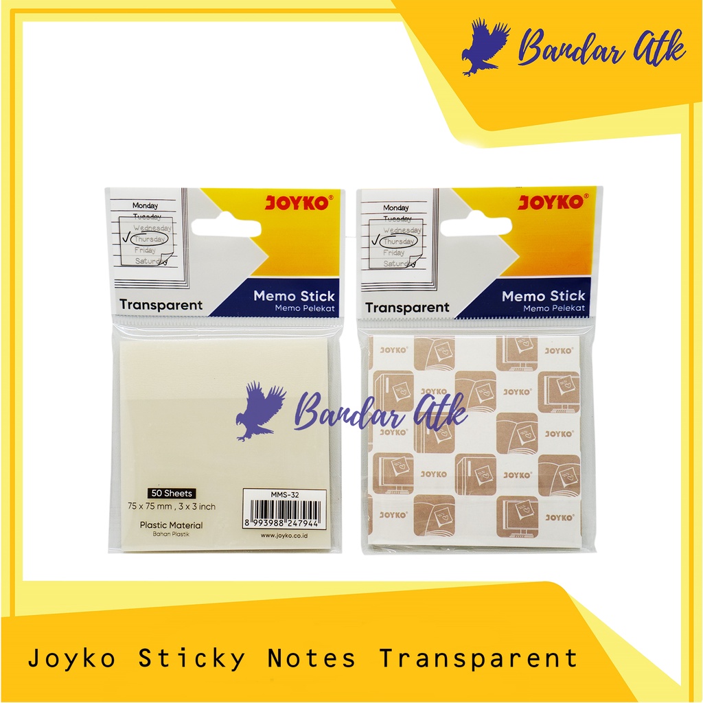 

JOYKO Memo Stick MMS-32 Transparent Sticky Notes Anti Air [1 PAD]