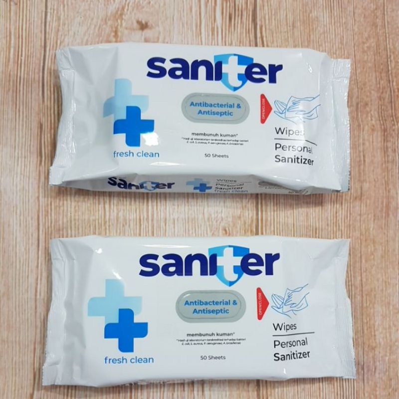 Saniter Tissue basah antibacterial &amp; antiseptic 50 Sheet