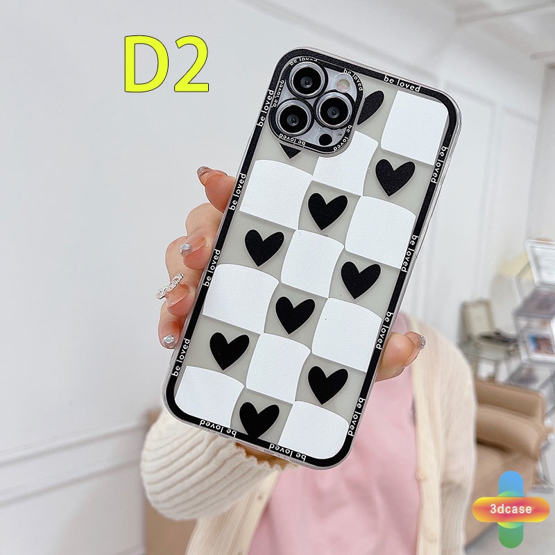 Couple Transparent Case Compatible For IPhone 7 Plus 11 6 6S 8 Plus XR 11 12 13 PRO MAX 11 12 13 mini X XS MAX Se 2020 6SPlus 7Plus 6Plus 8Plus XSMAX A15 A16 A9 A5 A7 Chessboard Love Heart Pattern Clear Soft TPU Back Cover Camera Protection Case