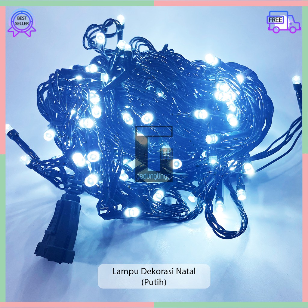 Lampu Led Tumblr Tumbler Hias Dekorasi Dekor Tema Pohon Natal Christmas Xmas Tree Decorations Decoration Decor String Warna Warm White Kuning Lamp 100 Led Kabel Hitam Hijau 10 Meter Murah Cafe Taman Pelaminan Wedding Kelap Kelip Kedap Kedip Indoor Outdoor