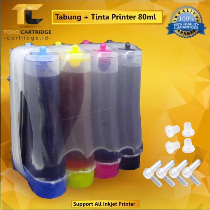 Jual Tabung + Tinta Printer Universal 4 Warna 80ml, Ink Tank Set 4