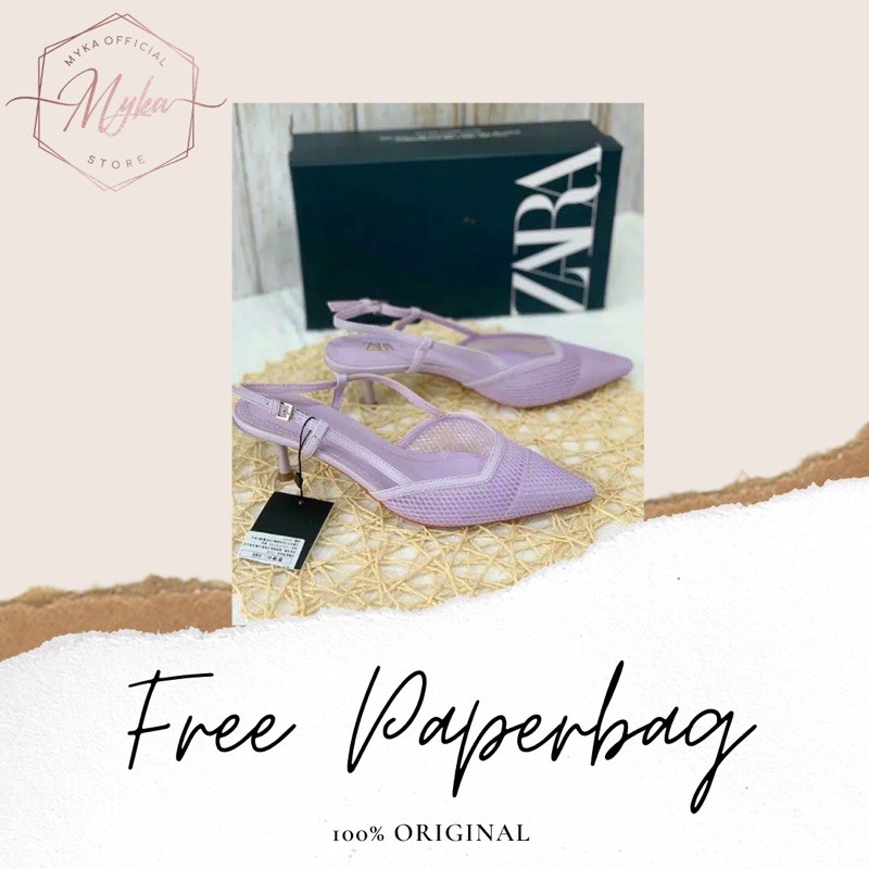 Zara Sepatu Heels 6cm Warna Lilac Free Paperbag Box