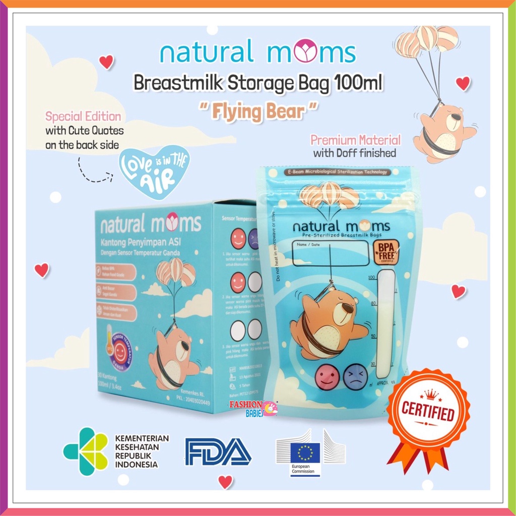 KANTONG ASI | NATURAL MOMS BREASTMILK STORAGE BAG 100 120 200 ML | KANTONG ASI PLASTIK DOUBLE THERMAL SENSOR