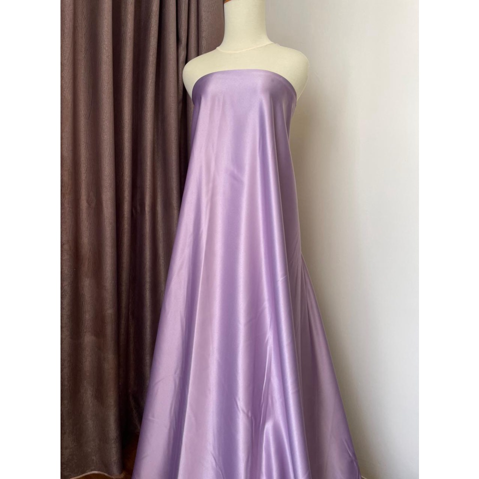 Bahan Kain Satin Saten Bridal Pengantin Duces Dutches Deutchess Deuchesse Meteran Premium Quality Warna Ungu Lilac