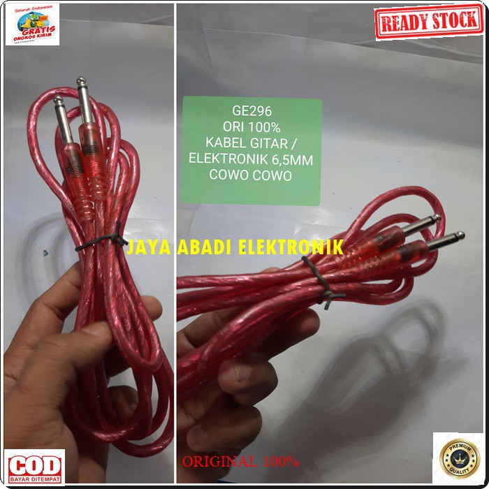 G297 ORIGINAL Kabel 6.5 MM mic 2 meter Gitar Bass Keyboard mic wireles receiver jek akai jack konektor adapter converter konverter splitter universal sambungan penyambung male multi G297  6,5 mm cowo cowo 2 meter  Low Noise Walaupun di Gain yang tinggi. -