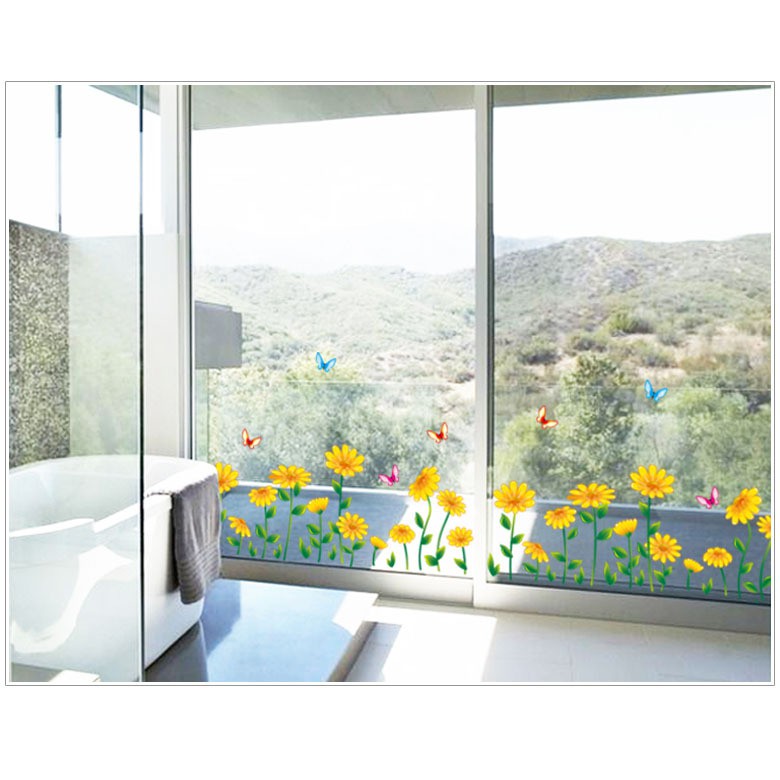 RELIZA WALL STICKER RUMPUT BUNGA GRASS YELLOW SUN FLOWER STIKER DINDING AY7249