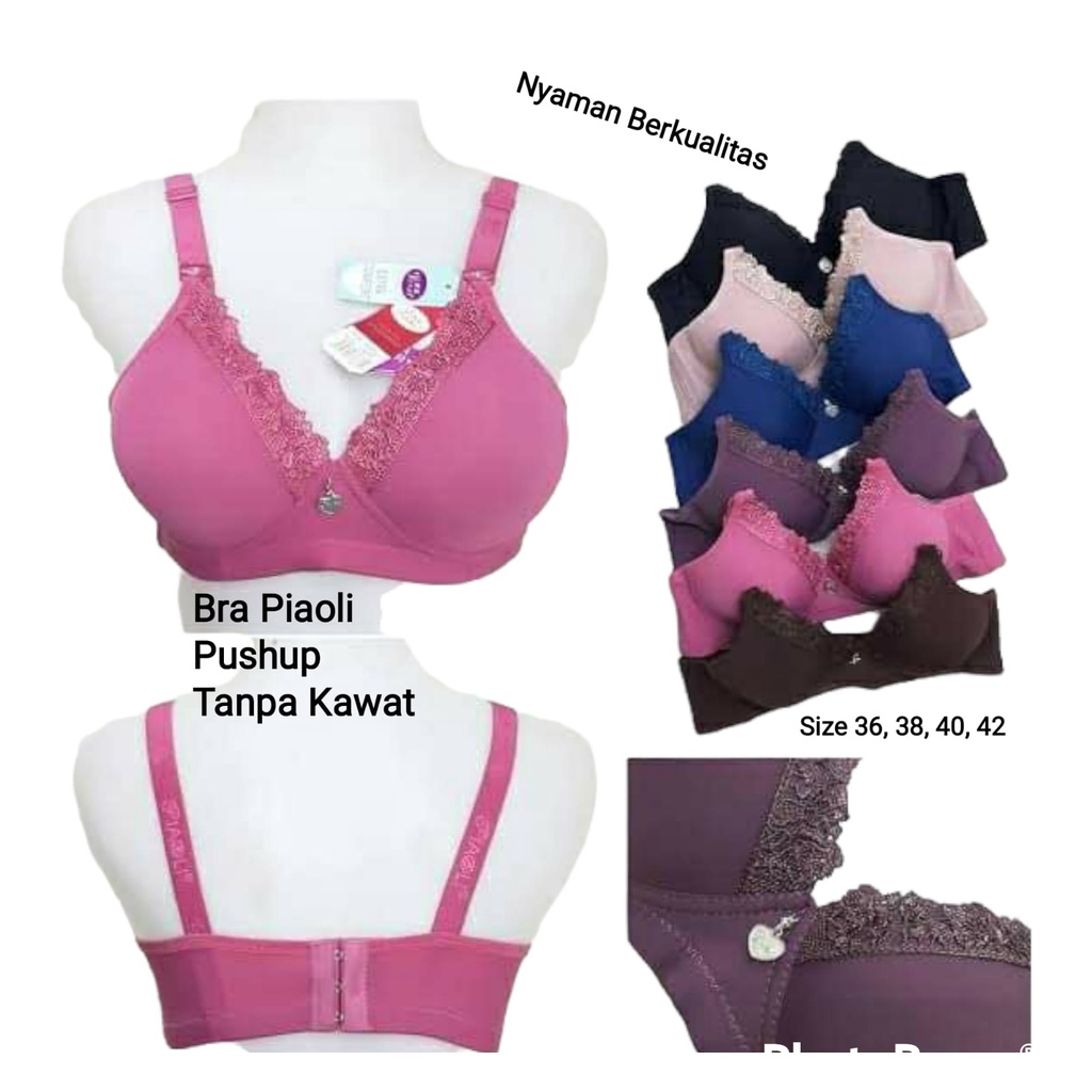 Bra Piaoli 8833 Push Up Nyaman Berkualitas Tanpa Kawat Size 36 38 40 42 BH Wanita