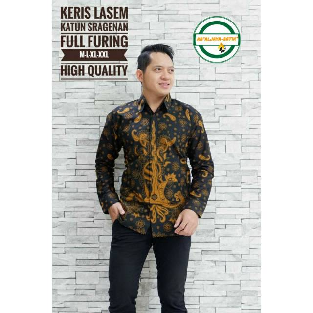 KERIS LASEM Kemeja Batik Pria Katun Sragenan Full Furing