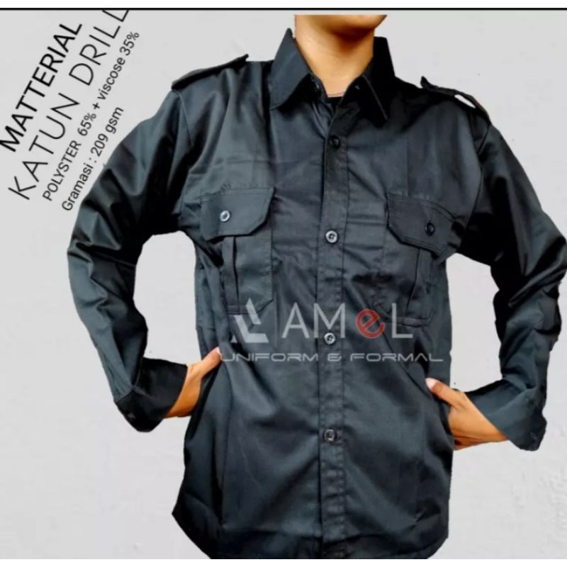 KEMEJA PDH HITAM LENGAN PANJANG BAJU PDL HITAM LENGAN PANJANG  BAJU PDL KEMEJA PRIA