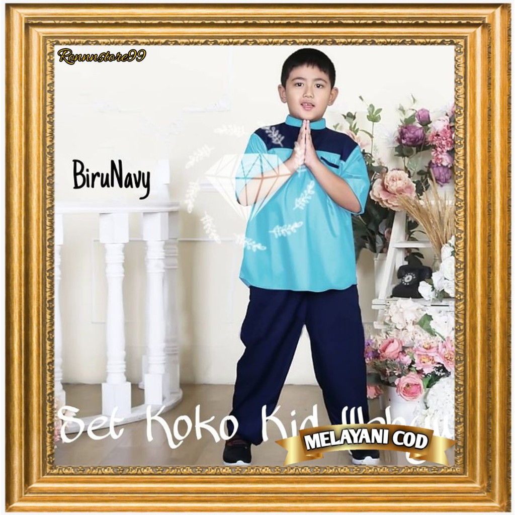 Baju Koko Pakaian Muslim Anak Laki Laki Pesta Lebaran Bhn Moscrepe Ld 90 Pjg 60 Umur  6 7 8 9 Tahun