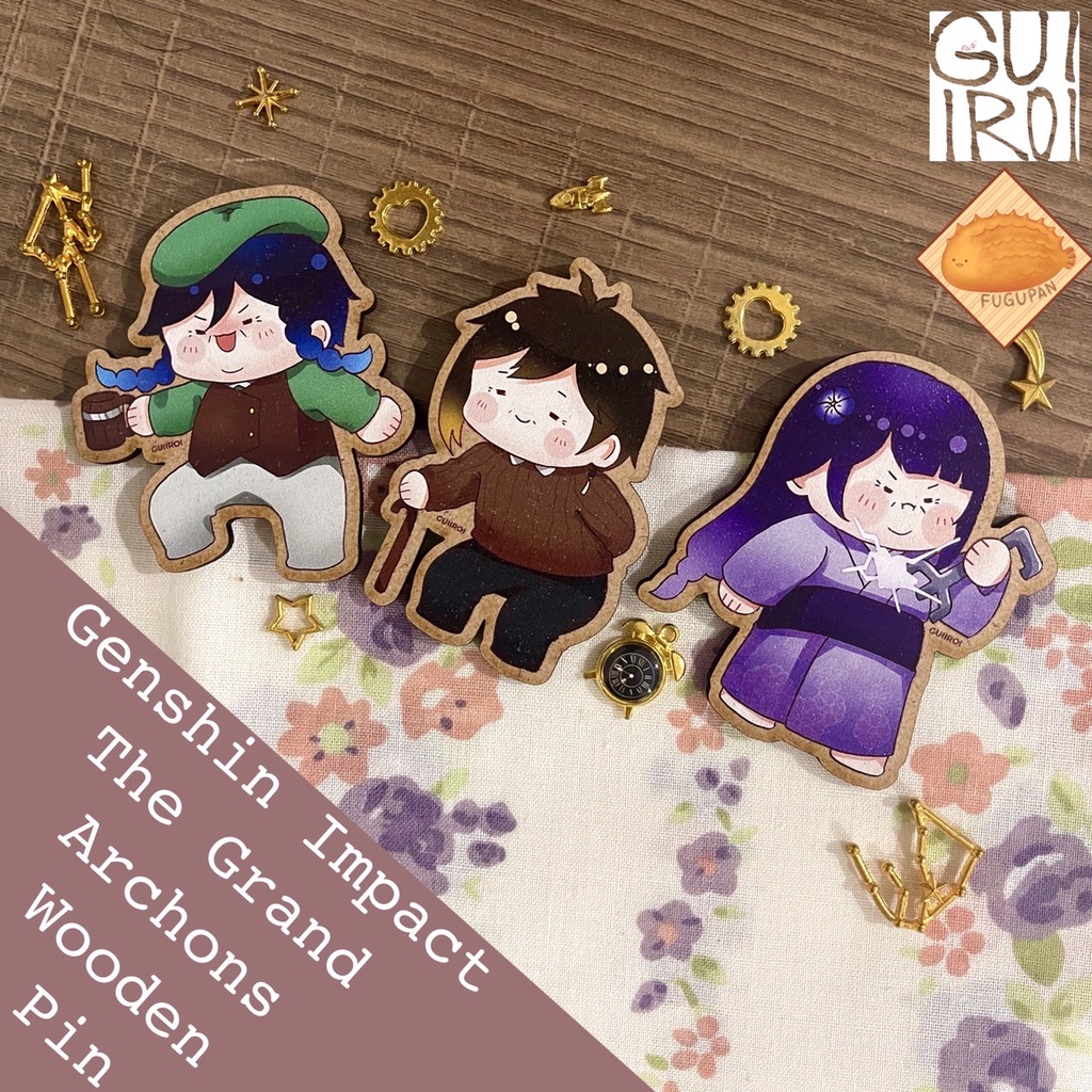Wooden Pin The Grand Archons Venti Zhongli Baal Genshin Impact