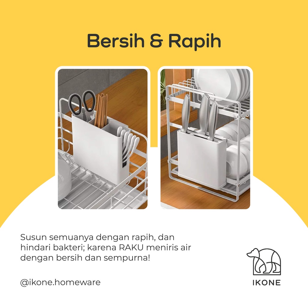 【IKONE】RAKU Rak Piring Nordic Style Bertingkat Rak Dapur Rak Wastafel Peralatan Dapur Kokoh Anti Karat