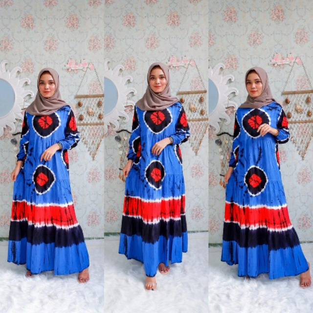 Gamis twill/ Gamis twill pelangi/ gamis twill Tiedye/ gamis twill termurah