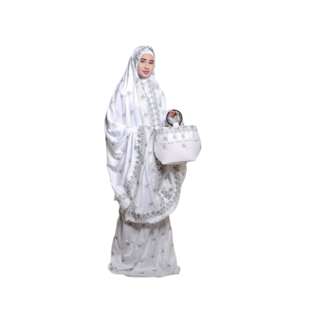 JUAL MUKENA DEWASA JUMBO BORDIR MANUAL SYAHRINI SET TAS BAHAN SATIN VELVET ADEM MOTIF HANIFAH