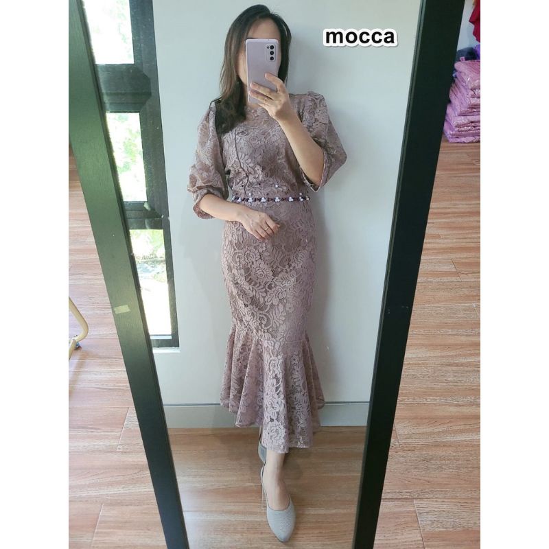 Dress Pesta/Dress Cantik/Dress Mocca/ Dress Brukat import