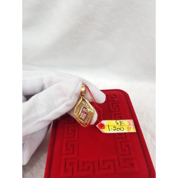 LT825DLM liontin gold model dubai daunan permata emas kuning asli berat 1.200 kadar 375% 8k tok 375