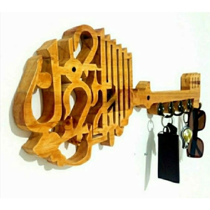 hiasan dinding gantungan kunci kaligrafi tulisan bismillah