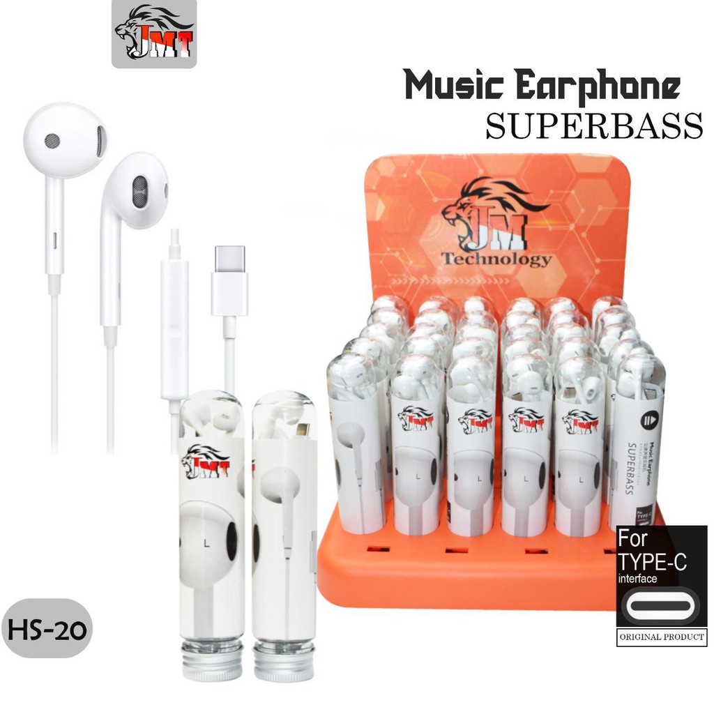 JMT-Earphone HS20 USB Type-C Super Bass/Headset HS-20 Colokan Type C -Handsfree TIPE-C