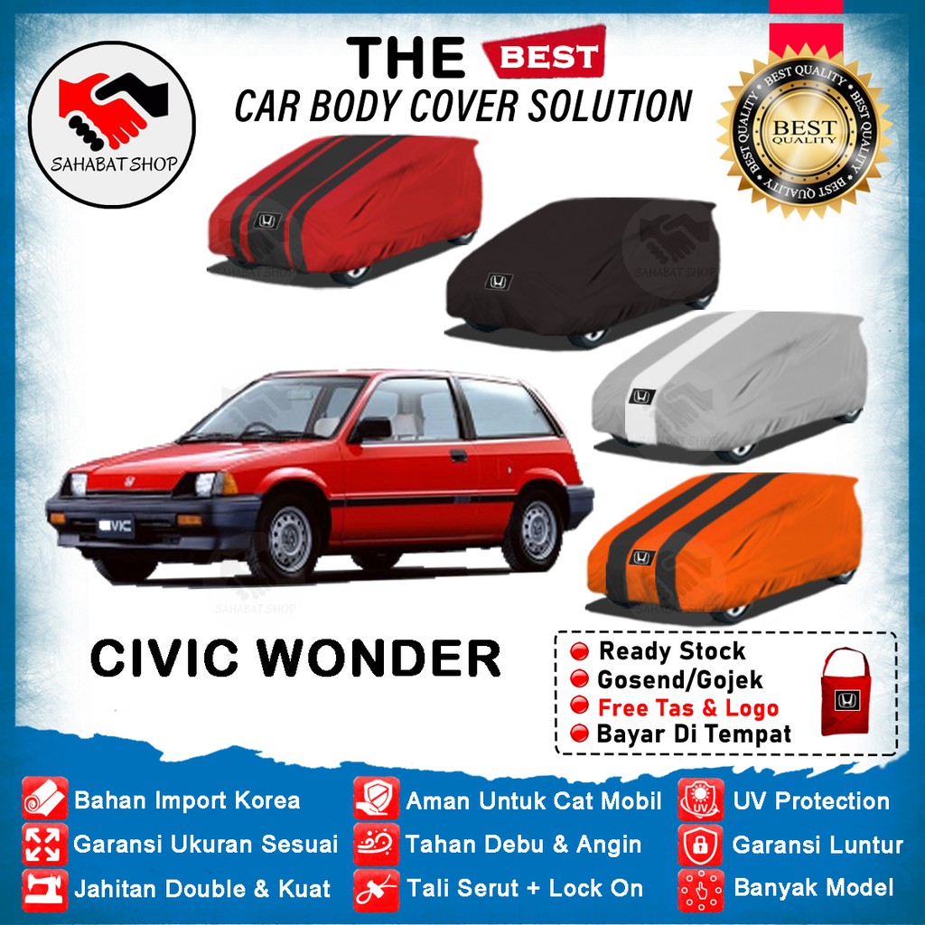 Sahabat Body Cover Mobil Civic / Sarung Penutup Honda Civic Wonder Outdoor 1983 1984 1985 1986 1987 / Tutup Mantel Selimut Pelindung Jas Mantol Terpal Pembungkus Kerudung Kelambu Kerodong Bungkus Mobil Sedan Civic Wonder Waterproof Anti Air Model Biru