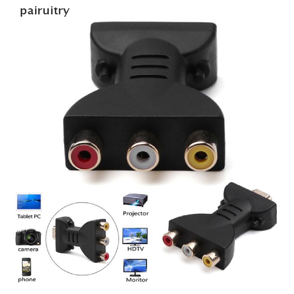 Prt Kabel Adapter Sinyal AV Digital 1080p HDMI To VGA Ke AV RCA PRT