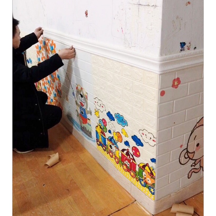 (COD)2.3 Meter 3D Stiker Dinding Dinding Perbatasan Hiasan Dinding Garis Perbatasan Hiasan Dinding Garis Skirting Garis Perbatasan Stiker Dinding Wallpaper Dekorasi Perekat Diri Tahan Air Strip-6