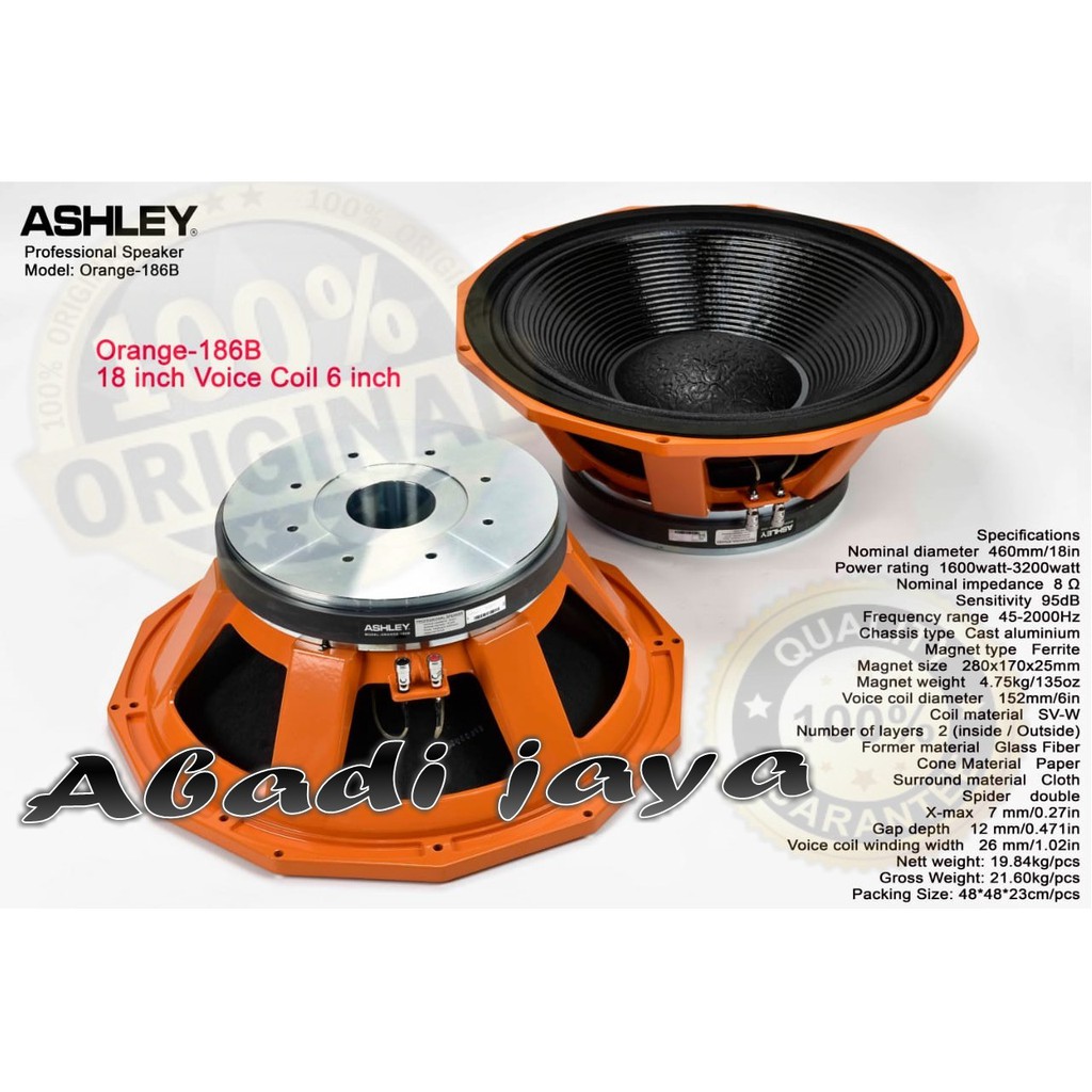 speaker componet ASHLEY ORANGE 186B ASHLEY ORANGE 186 B 186 ORIGYNAL