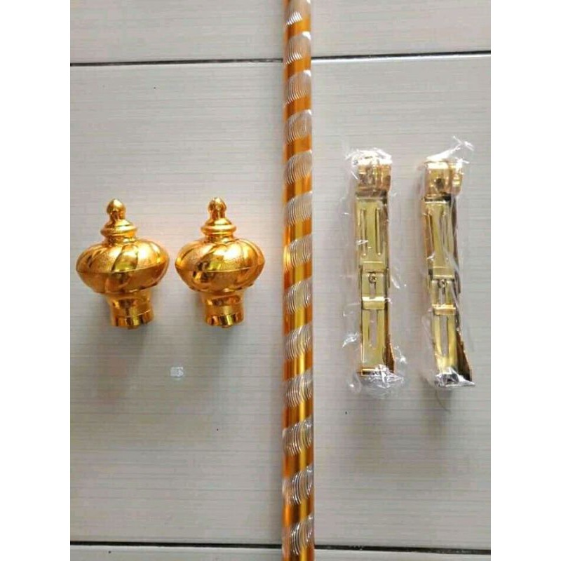 BATANG GAGANG GORDEN FULL SET FREE MAHKOTA DAN BRACKET UKURAN 50 75 CM 1 M 2 M GORDYN GAGANG GORDEN LENGKAP DENGAN MAHKOTA &amp; BRACKET