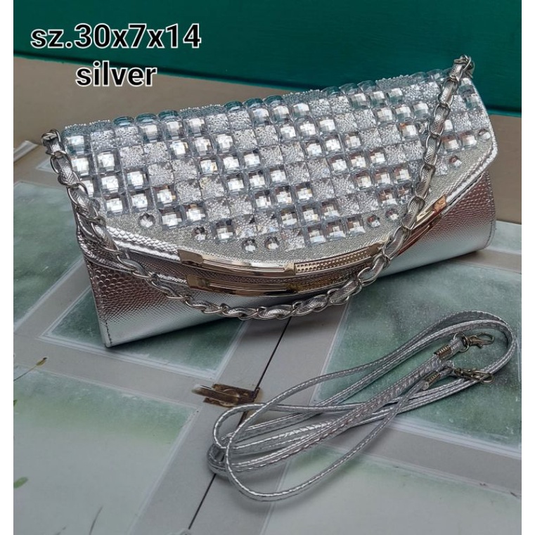 Tas Pesta Wanita Permata Behel Clutch Wanita Import