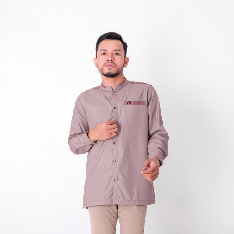 ANR Fadillah03 - Kemeja koko Pakaian Muslim Pria Atasan Muslim kemko Lengan Panjang NUDE