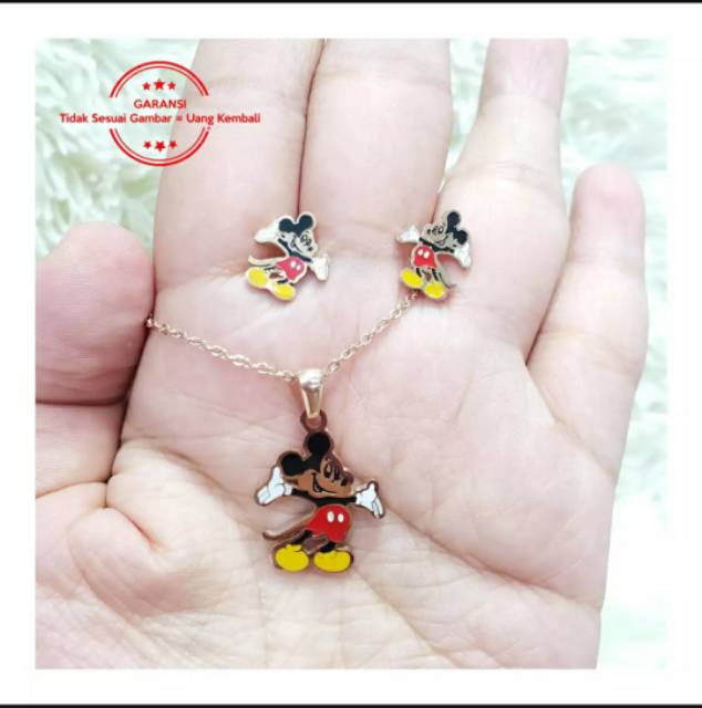 Kalung anak titanium ANTI KARAT mickey mouse gold