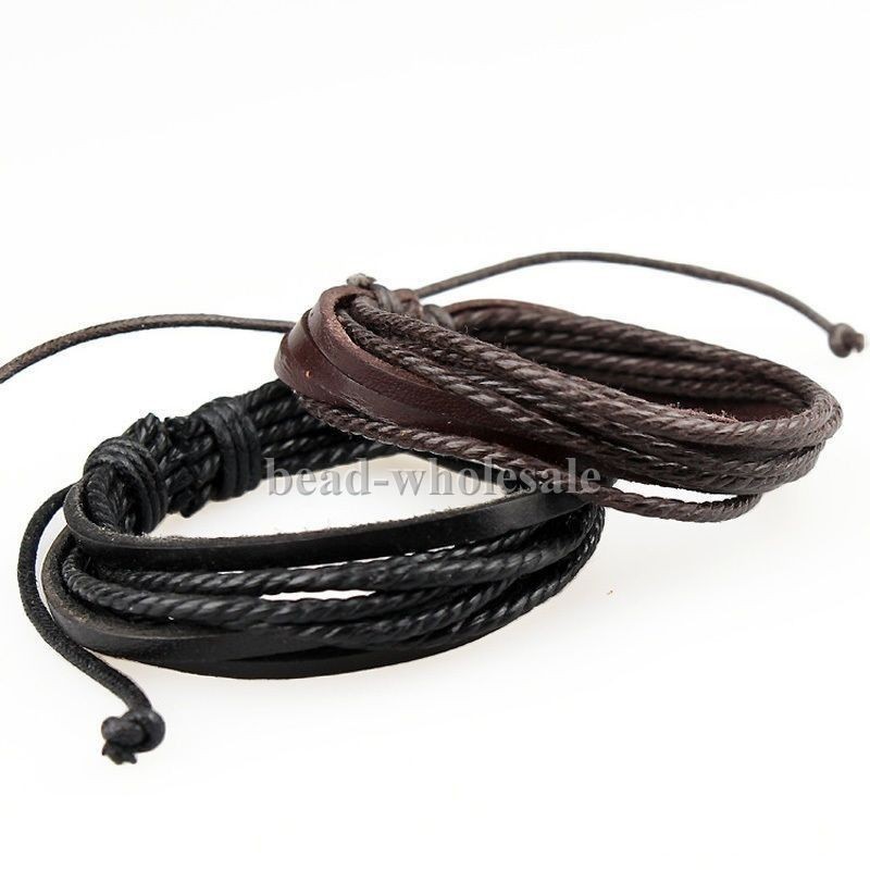 [HOT DEALS] FASHION Gelang Fashion Tali Model Tribal Multi-layer Bahan Kulit Asli untuk Wanita/Pria