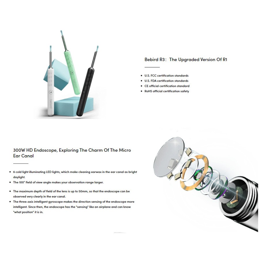 BEBIRD R3 Ear Cleaning WIFI Visual Earpick Korek Kuping Garansi