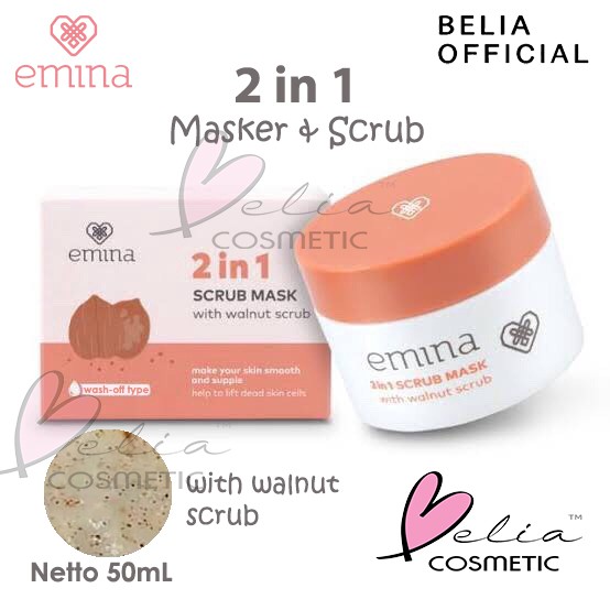 ❤ BELIA ❤ EMINA Scrub Mask 2 in 1 with Walnut Scrub 50mL | masker bilas emina