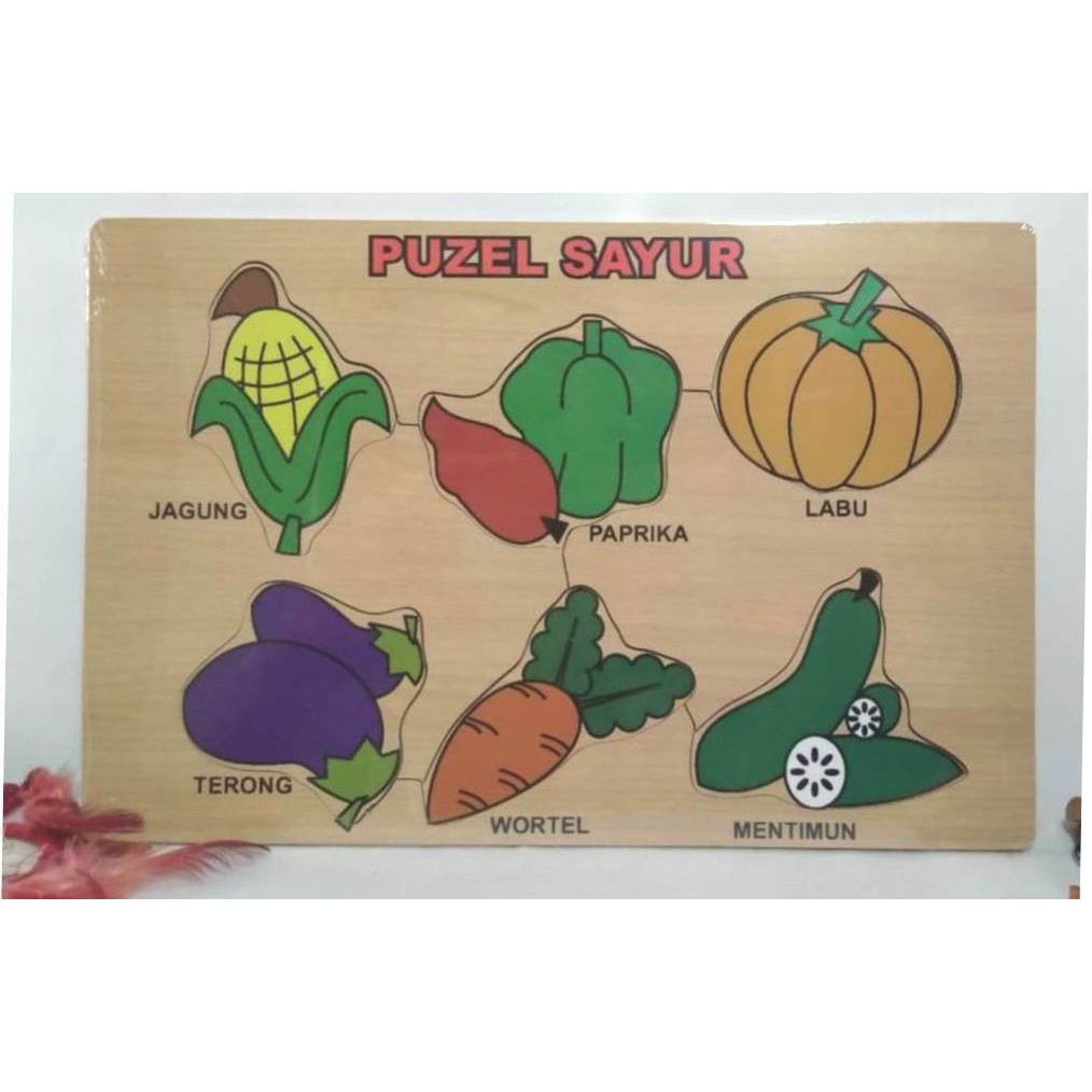 PUZZLE KAYU MAINAN EDUKASI PASEL KAYUGAMBAR SAYURAN. RIENS COLLECTIONS