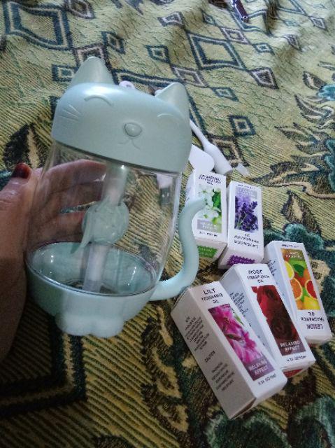 Humidifier Mini Bentuk Kartun Kucing Dengan Lampu Led Untuk Mobil / Rumah / Kantor