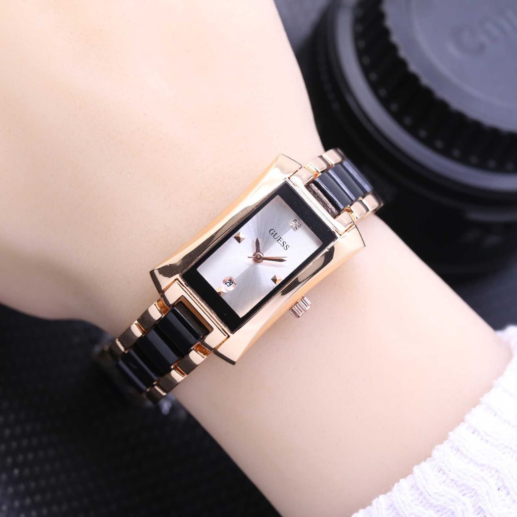 Jam Tangan Wanita Guess Persegi Rantai KW