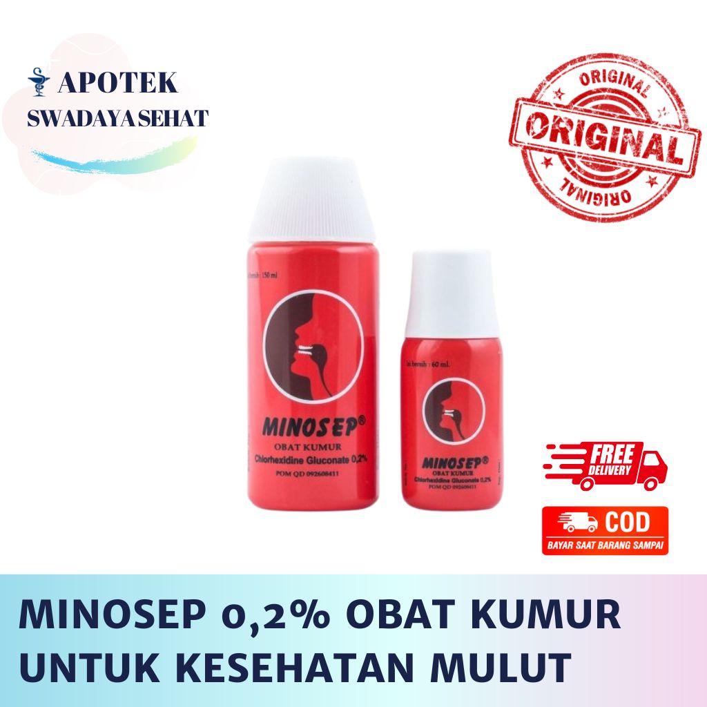 MINOSEP 0,2% 150 ML - Obat Kumur Merah Kesehatan Mulut 60 ML Sariawan