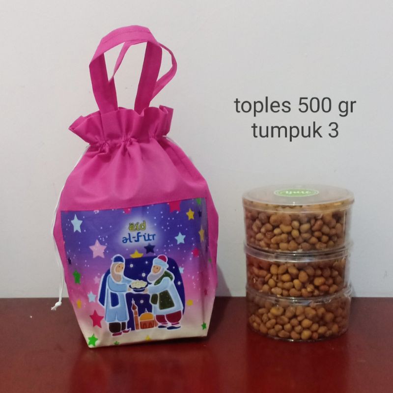 (500 gr) Tas Lebaran Tas Kue Kering Tas Spounbound Wadah Toples Bulat Setengah Kilo Print Gambar