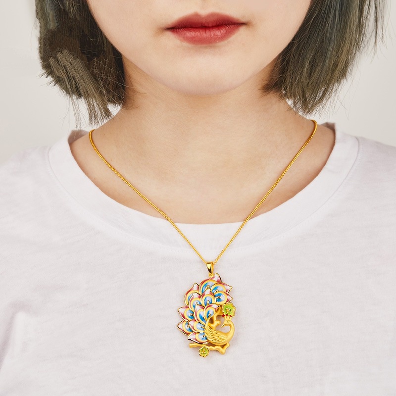 [Ready Stock]Fashion Gold-Plated Peacock Pendant Elegant Necklace