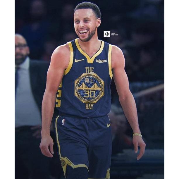 JERSEY BASKET NBA THE BAY GSW NAVY STEPHEN CURRY SDSD6546