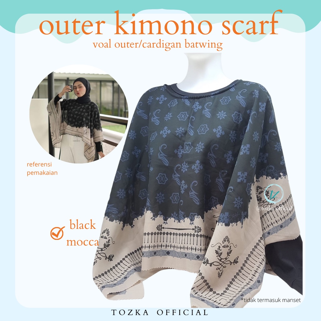 Outer scarf kimono I Kardigan motif lasercut I Outer batwing Tozka