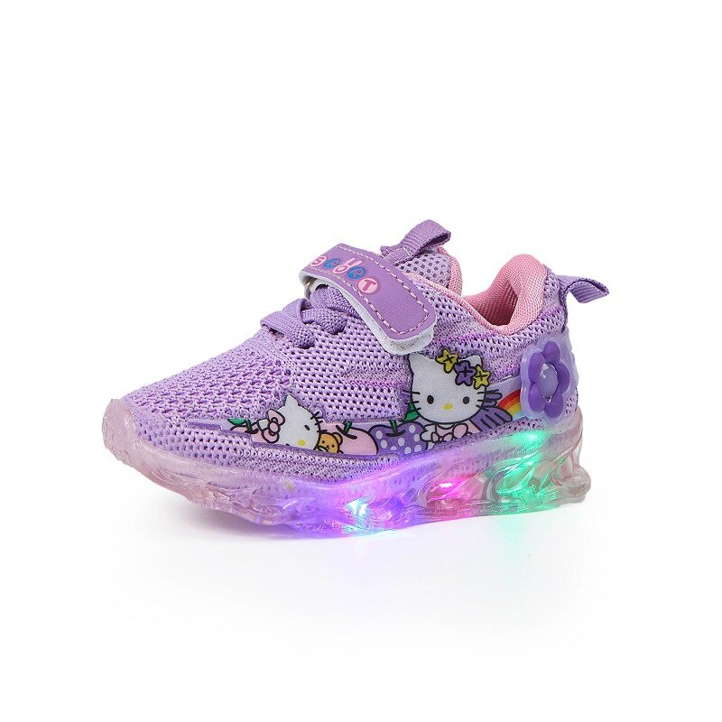 Sepatu Sneaker Anak Perempuan - Sepatu Anak Laki Laki Ultra Light Super LED Sport Import HELLO KITTY 027 Running Shoes