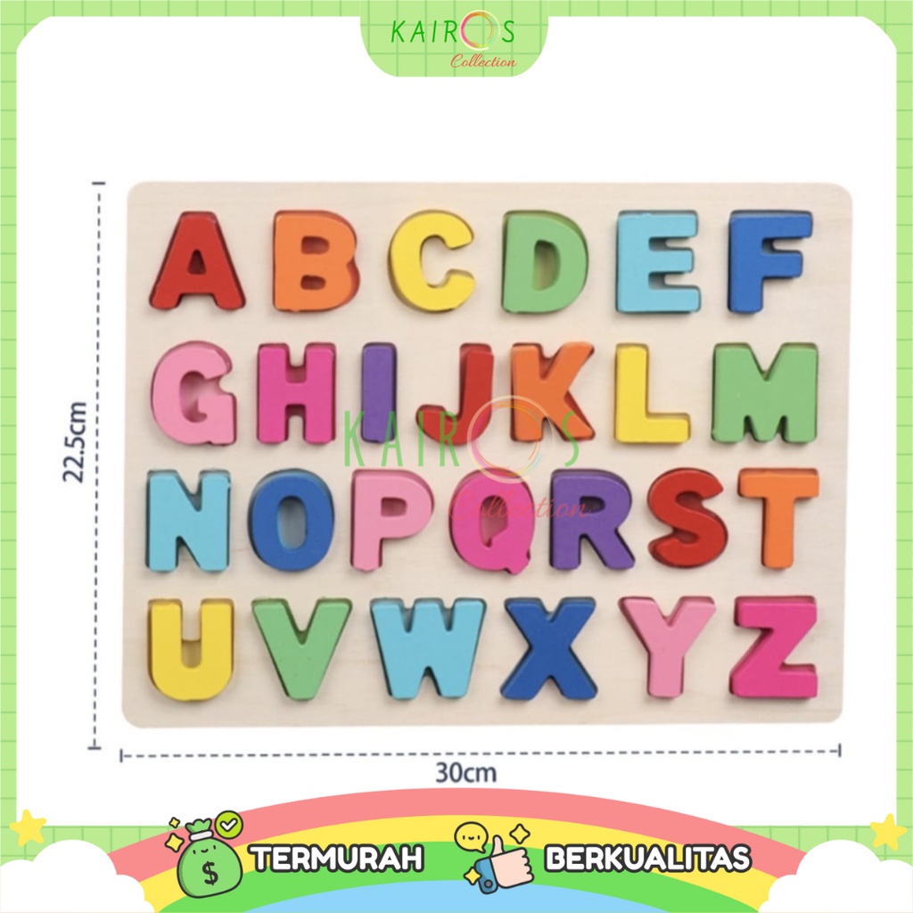 Puzzle Chunky Landscape Mainan Kayu Anak Mengenal Huruf Angka Bentuk