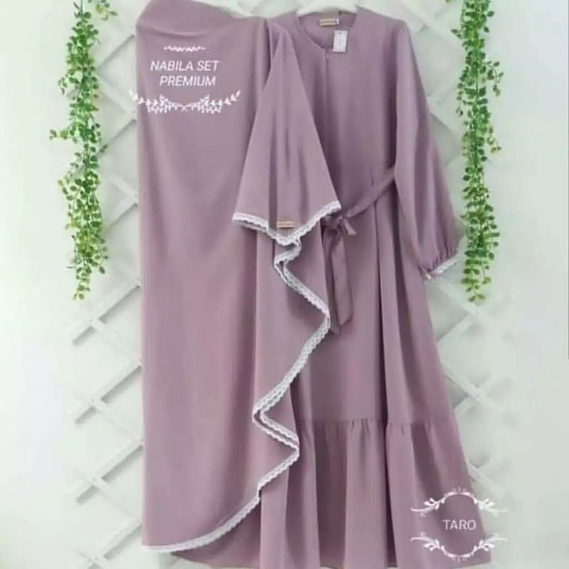 Gamis Nabila Set Premium | Gamis Syari Muslim Dress Remaja Moscrepe Fashion Muslim Gamis Murah Set