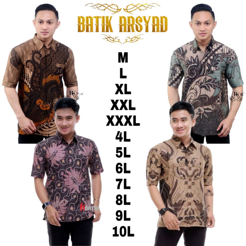 KEMEJA BATIK PRIA LENGAN PENDEK BIG SIZE JUMBO M.L.XL.XXL.XXXL.4L.5L.6L.7L.8L.9L.10L